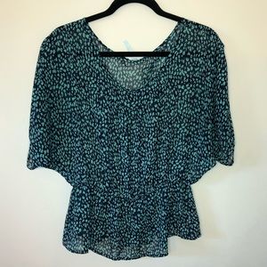 Navy and Teal Sheer top